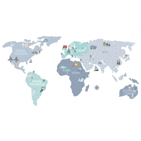 Fotografia, na której jest MAPA | naklejka do pokoju dziecięcego - różne kolory - Pastelowelove