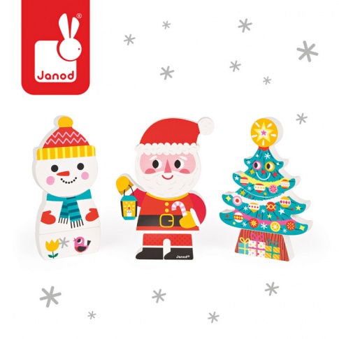 Fotografia, na której jest Magnetyczne klocki 3D Święty Mikołaj i przyjaciele - JANOD