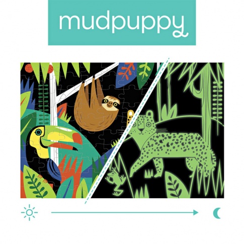 Fotografia, na której jest Mudpuppy Puzzle świecące w ciemności Las tropikalny 100 elementów 5+