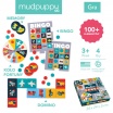 Fotografia, na której jest Mudpuppy Zestaw 4 gier – Memo, Bingo, Domino i Koło fortuny Transport