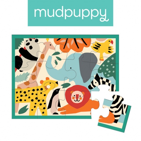 Fotografia, na której jest Mudpuppy Puzzle w saszetce Dzikie Zwierzęta 12 elementów 2+