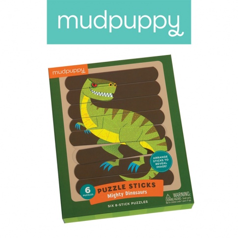Fotografia, na której jest Mudpuppy Puzzle Patyczki Potężne dinozaury 24 elementy 3+