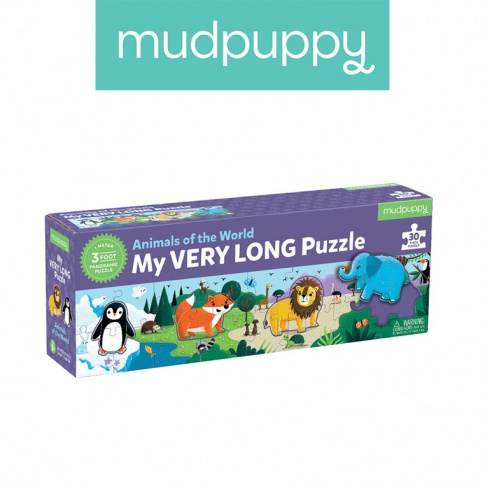 Fotografia, na której jest Mudpuppy Metrowe puzzle Zwierzęta Świata 30 elementów 3+