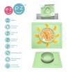 Fotografia, na której jest EZPZ Silikonowa miseczka z podkładką 2w1 Happy Bowl pastelowa zieleń
