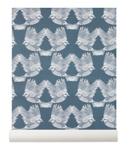 Tapeta skandynawska BIRDS Dark Green/Off White - ferm LIVING