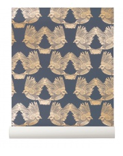 Tapeta skandynawska BIRDS Deep Blue/Gold - ferm LIVING