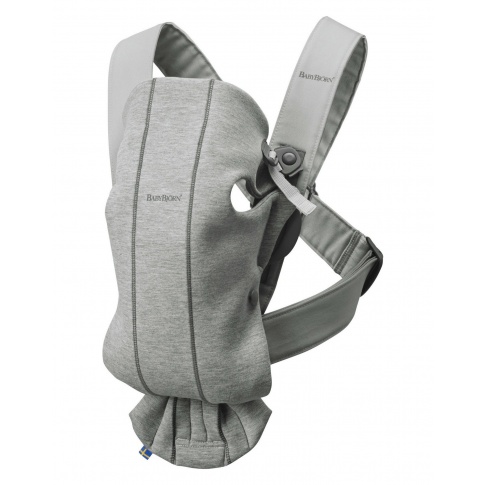 Fotografia, na której jest BABYBJORN MINI 3D Jersey – nosidełko, Jasny szary