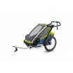 Fotografia, na której jest Przyczepka rowerowa dla dziecka - THULE Chariot Sport 1 - zielona/niebieska