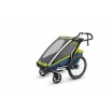 Fotografia, na której jest Przyczepka rowerowa dla dziecka - THULE Chariot Sport 1 - zielona/niebieska