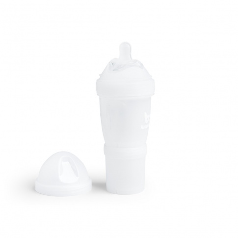 Fotografia, na której jest Herobility - butelka antykolkowa Herobottle 140 ml, biała + smoczek S (0 m+)