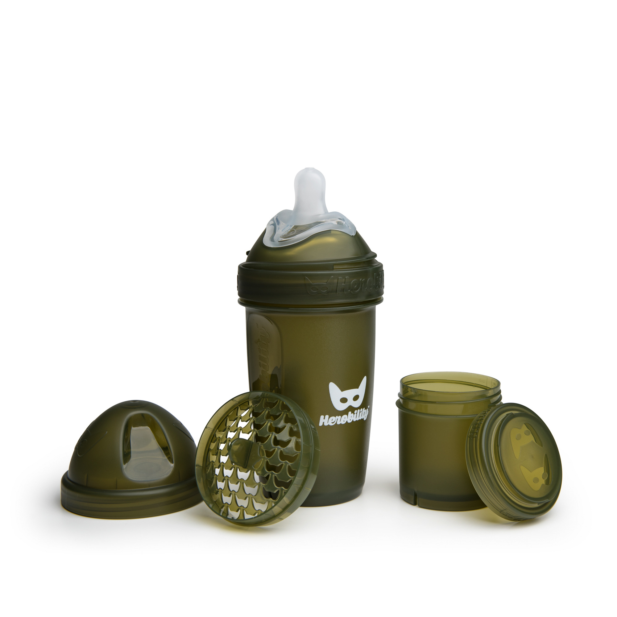 Herobility butelka antykolkowa Herobottle 240 ml ciemnozielony smoczek M 2 m MagiaPolnocy.pl