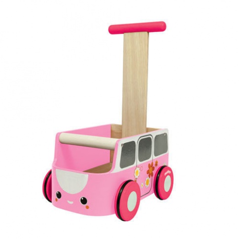 Fotografia, na której jest Drewniany chodzik różowy van - walker, Plan Toys®