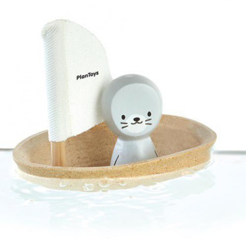 Fotografia, na której jest Żaglówka z foczką - zabawka do kąpieli | Plan Toys®