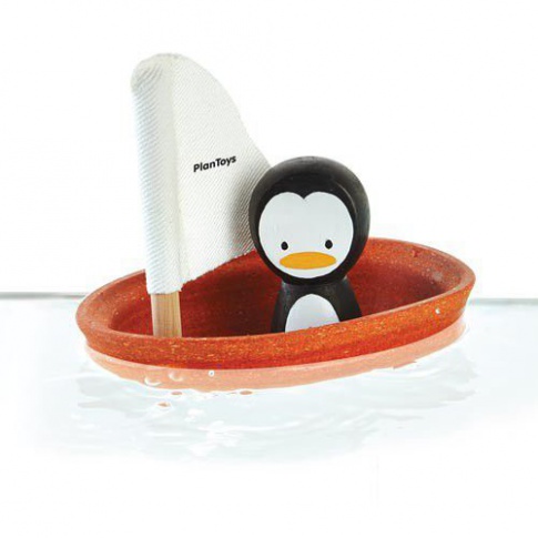 Fotografia, na której jest Żaglówka z pingwinem, zabawka do kąpieli | Plan Toys®