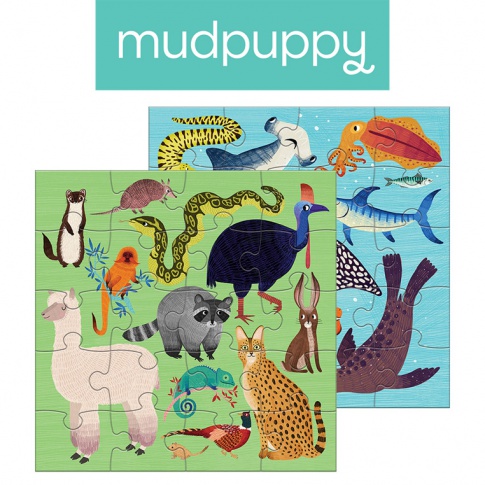 Fotografia, na której jest Mudpuppy Puzzle magnetyczne Zwierzęta lądowe i wodne 4+