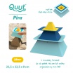 Fotografia, na której jest QUUT Zestaw 3 foremek do piasku Piramida Pira Vintage Blue + Deep Blue + Mellow Yellow