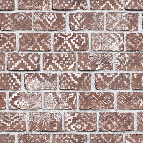 Fotografia, na której jest Fototapeta REBEL WALLS | Decorated Bricks, Red