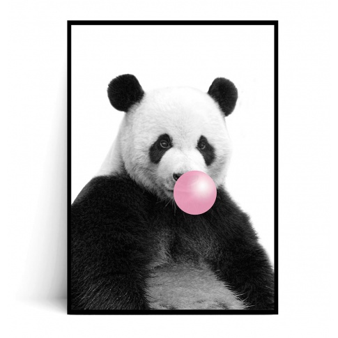 Fotografia, na której jest Plakat PANDA BUBBLE GUM - Fox Art Studio