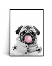 Plakat MOPS BUBBLE GUM pink - Fox Art Studio