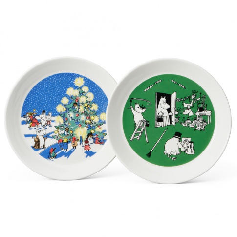 Fotografia, na której jest Talerze Muminki Drawing & Christmas 2 szt. - Arabia Finland