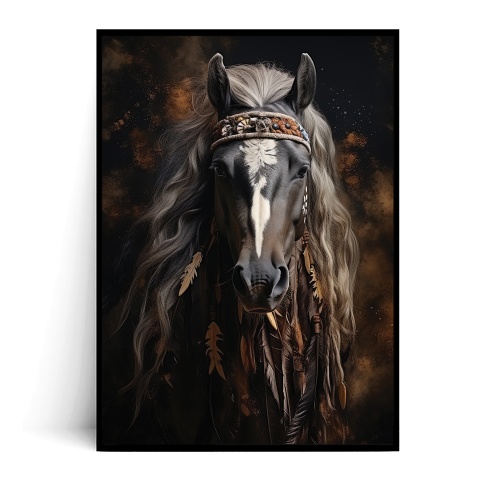 Fotografia, na której jest Plakat INDIAŃSKI KOŃ BOHO no.5 - Fox Art Studio