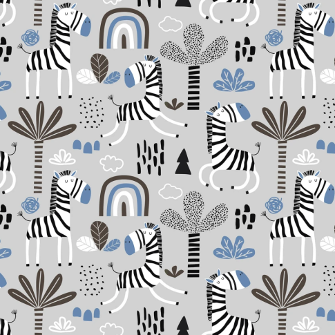 Fotografia, na której jest Fototapeta Happy Zebra, Blue - REBEL WALLS