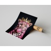 Fotografia, na której jest Plakat RÓŻOWY GEPARD W KORONIE Bubble Gum Black
