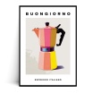 Fotografia, na której jest Plakat KAWIARKA BUONGIORNO ESPRESSO ITALIANO kolorowa