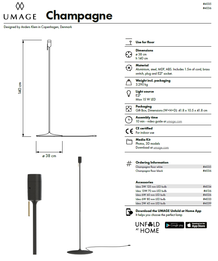 Podstawa do lamp Champagne Floor UMAGE